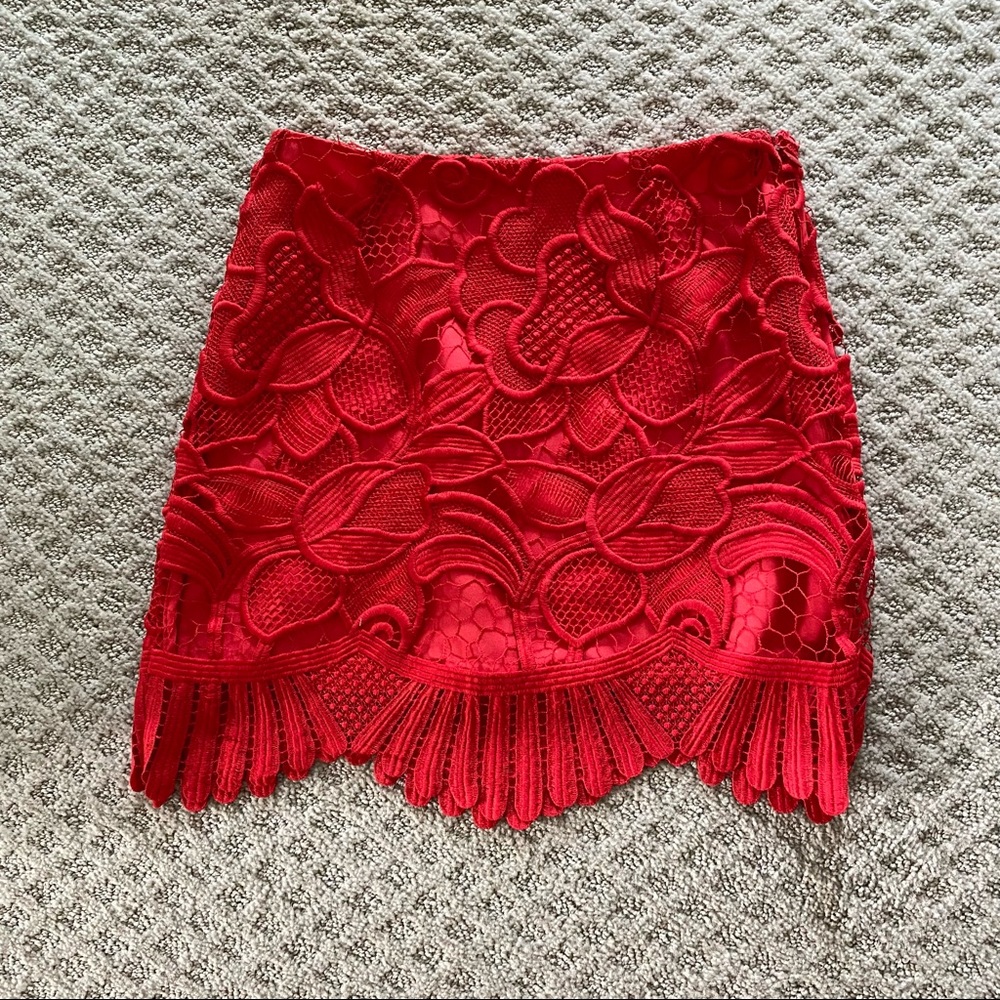 Lover's and Friends Red Lace Skirt